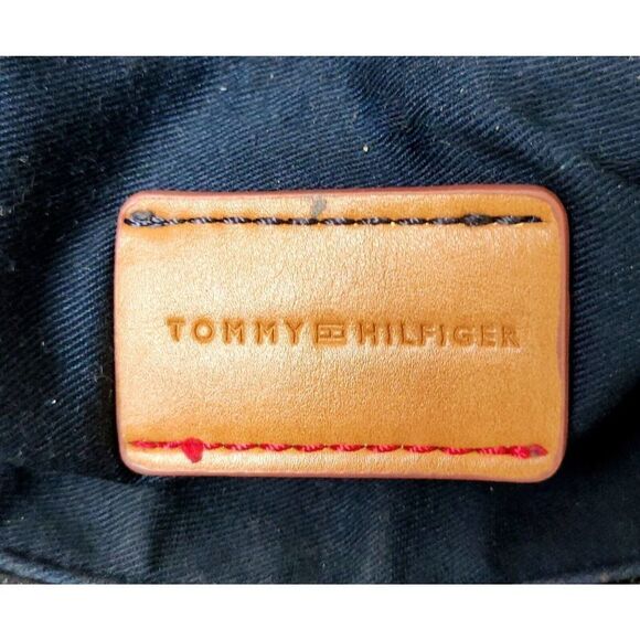 VTG TOMMY HILFIGER BLUE GENUINE LEATHER MESSENGER SHOULDER BAG X-BODY HANDBAG - Picture 9 of 12